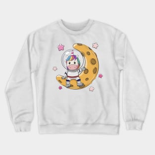 Cute Unicorn Astronaut sitting on the moon Crewneck Sweatshirt